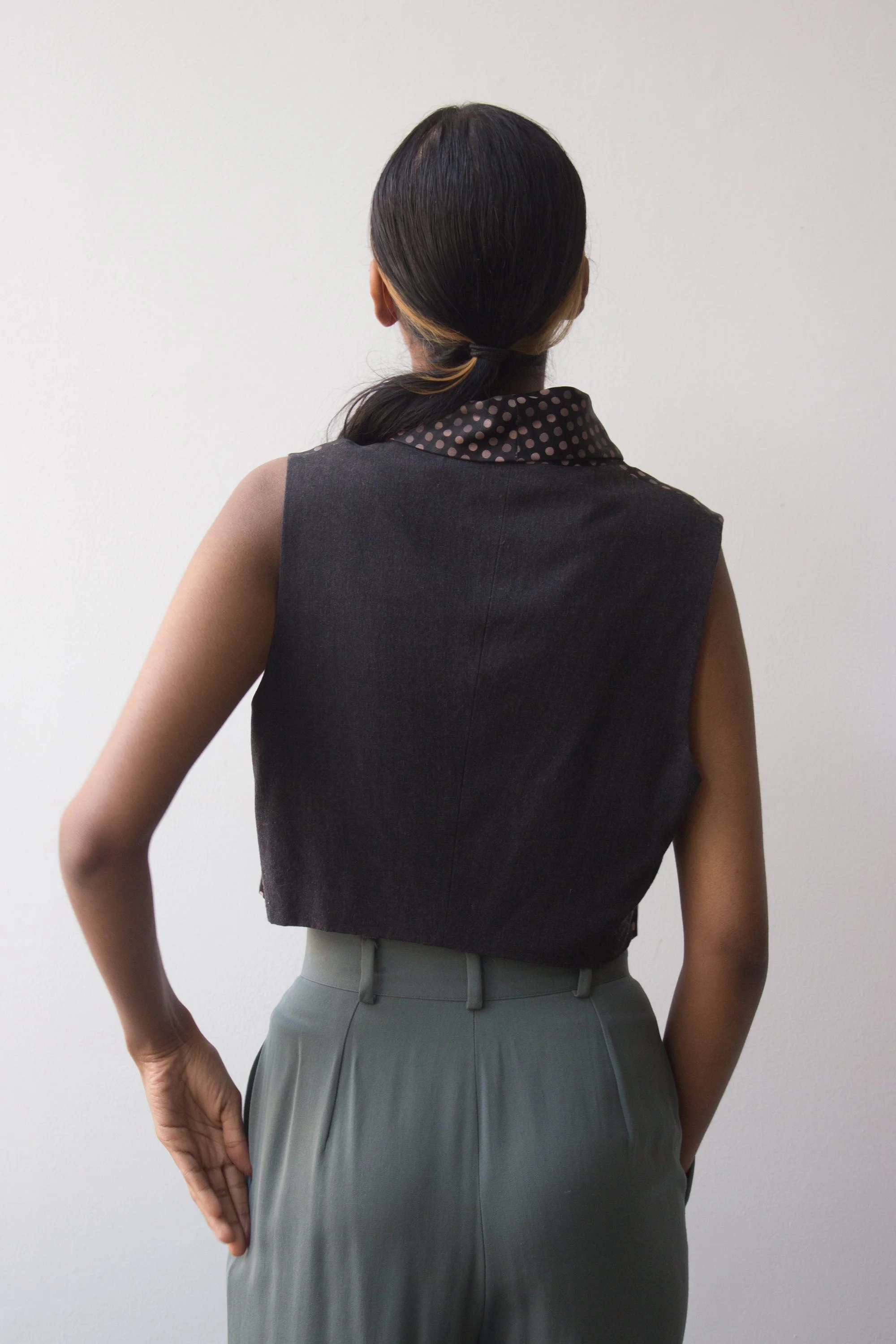 1980s Romeo Gigli Polka Dot Silk and Wool Cropped Vest — Wayward